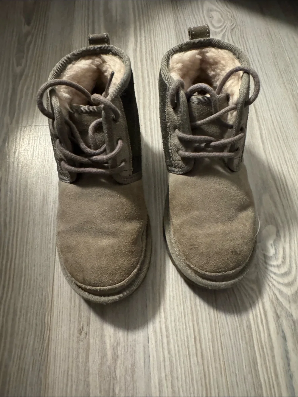 UGG Kids Suede Lace-Up Boots in Taupe